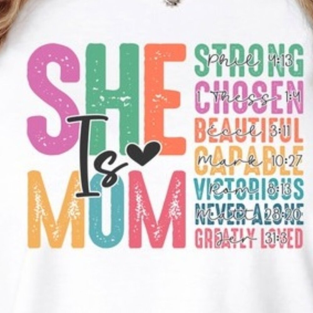 She Is Mom Bible Verse Cute Mothers Day Gift Graphic Family Unisex T-Shirt 159 - Picture 2 of 5